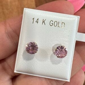 14K Gold Pink Stud Earrings